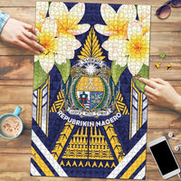 Nauru Independence Day Puzzle Coat Of Arms With Plumeria LT05 Navy - Polynesian Pride