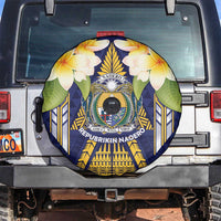 Nauru Independence Day Spare Tire Cover Coat Of Arms With Plumeria LT05 Navy - Polynesian Pride