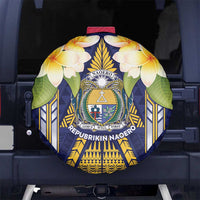 Nauru Independence Day Spare Tire Cover Coat Of Arms With Plumeria LT05 No hole Navy - Polynesian Pride