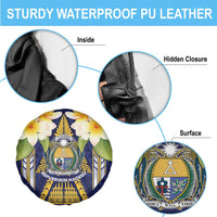 Nauru Independence Day Spare Tire Cover Coat Of Arms With Plumeria LT05 - Polynesian Pride