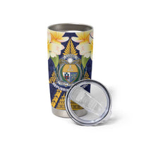 Personalised Nauru Independence Day Tumbler Cup Coat Of Arms With Plumeria LT05 - Polynesian Pride