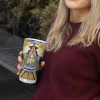 Personalised Nauru Independence Day Tumbler Cup Coat Of Arms With Plumeria LT05 - Polynesian Pride