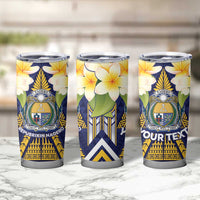 Personalised Nauru Independence Day Tumbler Cup Coat Of Arms With Plumeria LT05 - Polynesian Pride