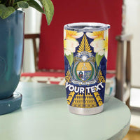 Personalised Nauru Independence Day Tumbler Cup Coat Of Arms With Plumeria LT05 - Polynesian Pride