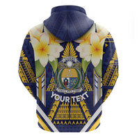 Personalised Nauru Independence Day Zip Hoodie Coat Of Arms With Plumeria LT05 - Polynesian Pride