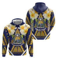 Personalised Nauru Independence Day Zip Hoodie Coat Of Arms With Plumeria LT05 - Polynesian Pride