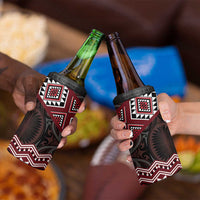 New Zealand Aotearoa 4 in 1 Can Cooler Tumbler Red Taniko Art Maori Pattern