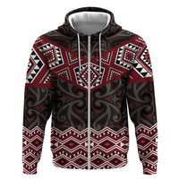 New Zealand Aotearoa Hoodie Red Taniko Art Maori Pattern