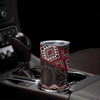 New Zealand Aotearoa Tumbler Cup Red Taniko Art Maori Pattern