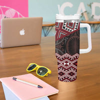 New Zealand Aotearoa Tumbler With Handle Red Taniko Art Maori Pattern