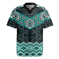New Zealand Aotearoa Rugby Jersey Turquoise Taniko Art Maori Pattern