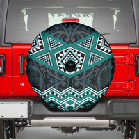 New Zealand Aotearoa Spare Tire Cover Turquoise Taniko Art Maori Pattern