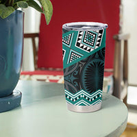 New Zealand Aotearoa Tumbler Cup Turquoise Taniko Art Maori Pattern