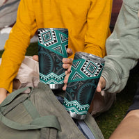 New Zealand Aotearoa Tumbler Cup Turquoise Taniko Art Maori Pattern