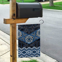 New Zealand Aotearoa Garden Flag Blue Taniko Art Maori Pattern