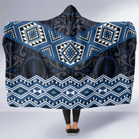 New Zealand Aotearoa Hooded Blanket Blue Taniko Art Maori Pattern LT05 One Size Blue - Polynesian Pride