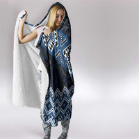 New Zealand Aotearoa Hooded Blanket Blue Taniko Art Maori Pattern LT05 - Polynesian Pride