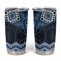New Zealand Aotearoa Tumbler Cup Blue Taniko Art Maori Pattern