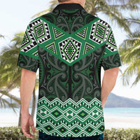 New Zealand Aotearoa Hawaiian Shirt Green Taniko Art Maori Pattern