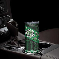 New Zealand Aotearoa Skinny Tumbler Green Taniko Art Maori Pattern