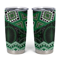 New Zealand Aotearoa Tumbler Cup Green Taniko Art Maori Pattern