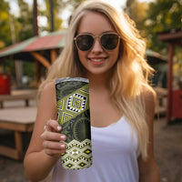 New Zealand Aotearoa Skinny Tumbler Yellow Taniko Art Maori Pattern