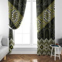 New Zealand Aotearoa Window Curtain Yellow Taniko Art Maori Pattern
