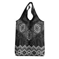 New Zealand Aotearoa Grocery Bag Black Taniko Art Maori Pattern