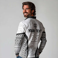 Custom Fiji 2026 Rugby Long Sleeve Polo Shirt Fijian Tapa Pattern