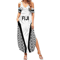 Custom Fiji 2026 Rugby Summer Maxi Dress Fijian Tapa Pattern LT05 Women White - Polynesian Pride