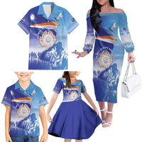 Personalised Marshall Islands Remembrance Day Family Matching Off The Shoulder Long Sleeve Dress and Hawaiian Shirt We Will Always Remember