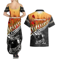 New Zealand ANZAC Rugby Couples Matching Summer Maxi Dress and Hawaiian Shirt Soldier Fern With Kiwi Bird LT05 - Polynesian Pride