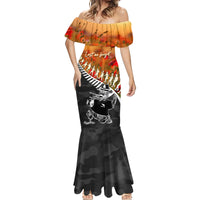 New Zealand ANZAC Rugby Mermaid Dress Soldier Fern With Kiwi Bird LT05 - Polynesian Pride