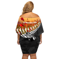 New Zealand ANZAC Rugby Off Shoulder Short Dress Soldier Fern With Kiwi Bird LT05 - Polynesian Pride