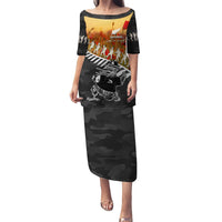 New Zealand ANZAC Rugby Puletasi Soldier Fern With Kiwi Bird LT05 Long Dress Black - Polynesian Pride