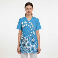 Personalised Penrhyn Gospel Day Scrub Top Cook Islands Tribal Pattern - Polynesian Pride