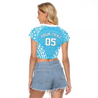 Custom Cook Islands Mauke Raglan Cropped T Shirt Polynesian Tribal Tattoo