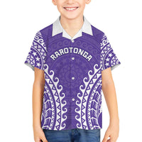 Custom Cook Islands Rarotonga Family Matching Off The Shoulder Long Sleeve Dress and Hawaiian Shirt Polynesian Tribal Tattoo