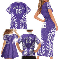Custom Cook Islands Rarotonga Family Matching Short Sleeve Bodycon Dress and Hawaiian Shirt Polynesian Tribal Tattoo