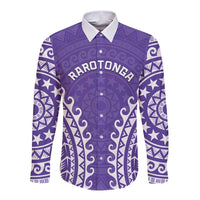 Custom Cook Islands Rarotonga Long Sleeve Button Shirt Polynesian Tribal Tattoo LT05 Unisex Purple - Polynesian Pride