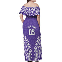 Custom Cook Islands Rarotonga Off Shoulder Maxi Dress Polynesian Tribal Tattoo