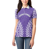 Custom Cook Islands Rarotonga Women Polo Shirt Polynesian Tribal Tattoo