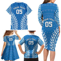 Custom Cook Islands Pukapuka Family Matching Long Sleeve Bodycon Dress and Hawaiian Shirt Polynesian Tribal Tattoo