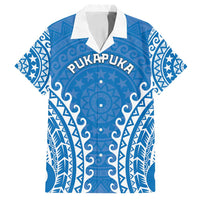 Custom Cook Islands Pukapuka Family Matching Tank Maxi Dress and Hawaiian Shirt Polynesian Tribal Tattoo LT05 Dad's Shirt - Short Sleeve Blue - Polynesian Pride