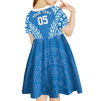 Custom Cook Islands Pukapuka Kid Short Sleeve Dress Polynesian Tribal Tattoo