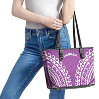 Custom Cook Islands Mangaia Leather Tote Bag Polynesian Tribal Tattoo