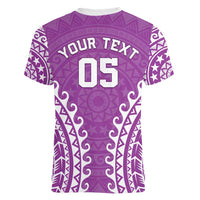 Custom Cook Islands Mangaia Women V-Neck T-Shirt Polynesian Tribal Tattoo