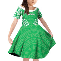 Custom Cook Islands Mitiaro Family Matching Off Shoulder Short Dress and Hawaiian Shirt Polynesian Tribal Tattoo