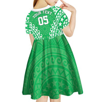 Custom Cook Islands Mitiaro Kid Short Sleeve Dress Polynesian Tribal Tattoo