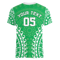 Custom Cook Islands Mitiaro Women V-Neck T-Shirt Polynesian Tribal Tattoo